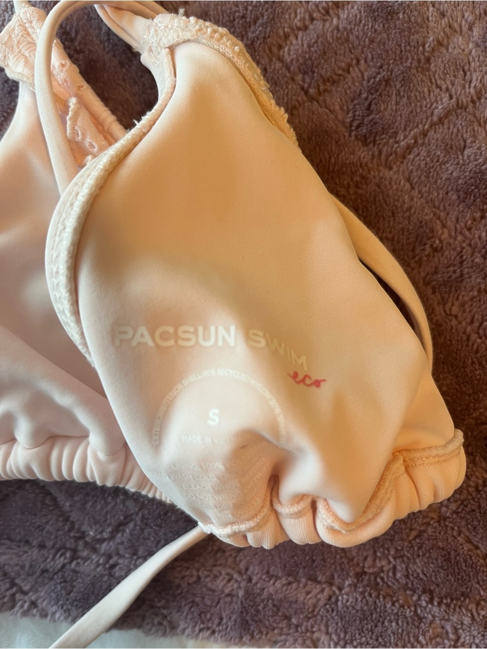 PacSun Cream Ruffle Triangle Bikini - Picture 2 of 5